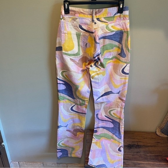 Zara straight leg colorful jeans with abstract swirls Size 2 - Picture 4 of 6